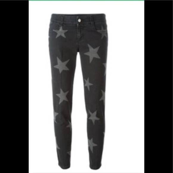 𝅺Stella McCartney jeans Black Star Print Ankle Grazer Jeans - Picture 1 of 11